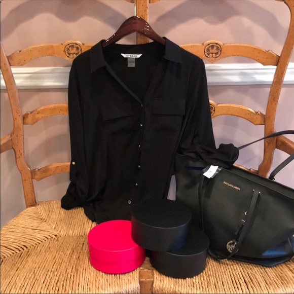 NYGARD 2x plus size cargo top BLK rhinestones - Picture 9 of 9